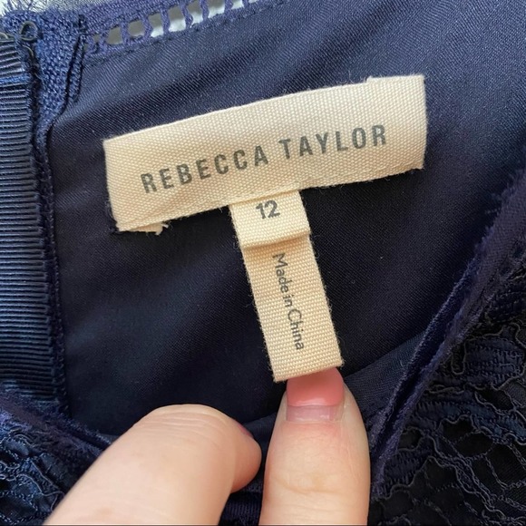 Rebecca Taylor Tank Lace Mix Pleat Dress Size 12 - Picture 7 of 12